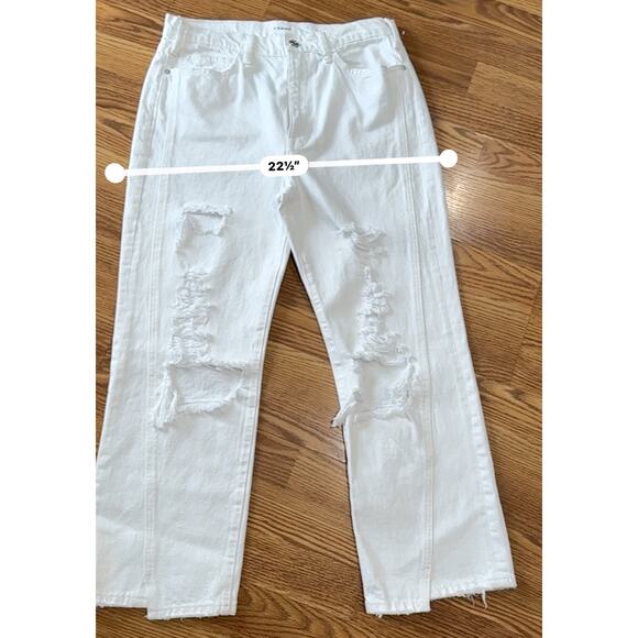 FRAME Le Jane WHITE  distressed high-rise straight-leg jeans size 30/US 8 - Picture 3 of 11